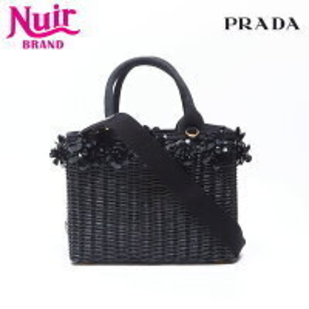 Prada Flower Basket Bag Handbag Black - Picture 1 of 13